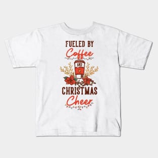 Fueled by Coffee and Christmas Cheer Kids T-Shirt